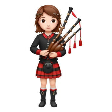 scotch girl playing bagpipe full body red black striped skirt sticker