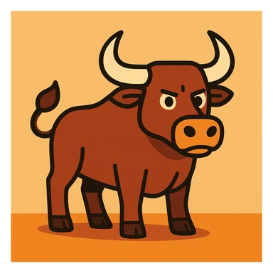 Flat toon style bull sticker