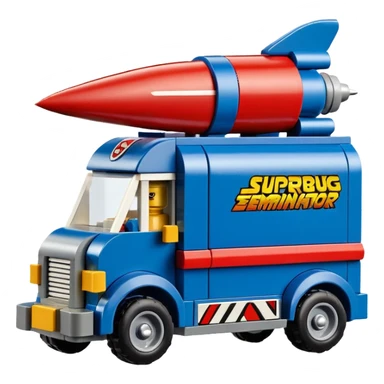 Heroic Lego SuperBug Ron’s exterminator superminator antique rocket powered moving van (motto: Killing bugs is fun) sticker