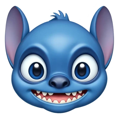 blue alien Stitch face from Lilo and Stitch with big eyes and sharp teeth sticker