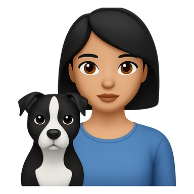 Make the pitbull black and white while keeping the woman and the overall style the same. Remove the background. sticker