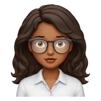 Emoji of a wavy hear dark young woman with glasses and a white shirt sticker