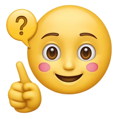 an emoji pointing to the screen with a question-like face sticker