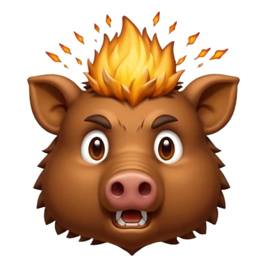 A shocked boar, with its top head exploding from shock a mix of 🐗 facing forward, and this emoji-🤯 sticker