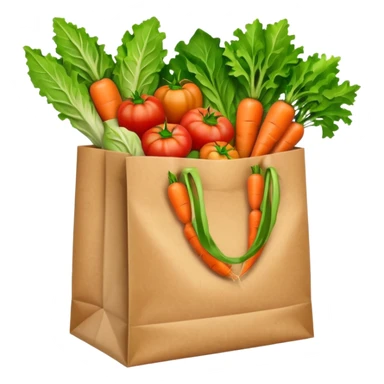 paper bag with vegetables. Transparent background sticker