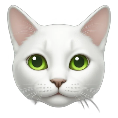 White cat with green ear and nose sticker