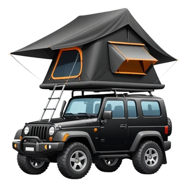 black car with roof tent sticker