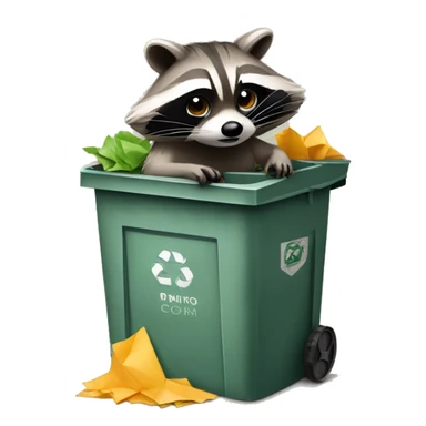raccoon sitting on top of garbage bin sticker