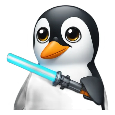 a penguin with a light sabre sticker