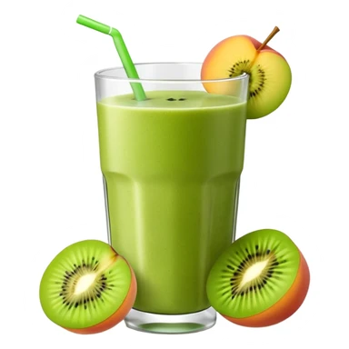 smoothie with peaches and green kiwi sticker
