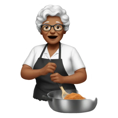 Grandma cooking fried chicken sticker