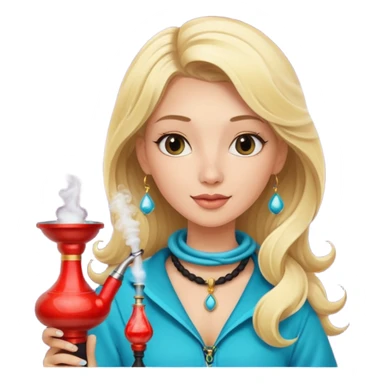 blonde girl with smoke hookah sticker