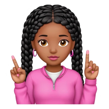black girl with black braids with pink middle finger sticker