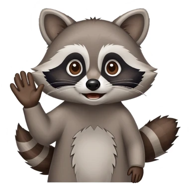 raccoon waving enthusiastically sticker
