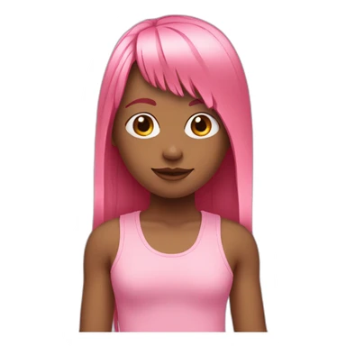 cute girl with long, straight rose hair with fringe  and wearing pink tank top sticker