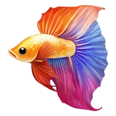 Mosaic colorful beautiful long flared fins betta fish sticker