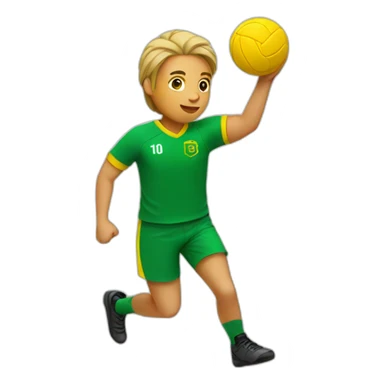 Handball player in green and yellow sticker