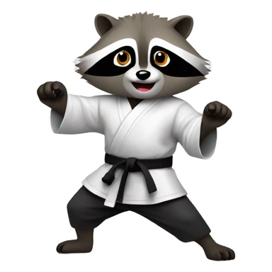 Raccoon doing karate black belt sticker