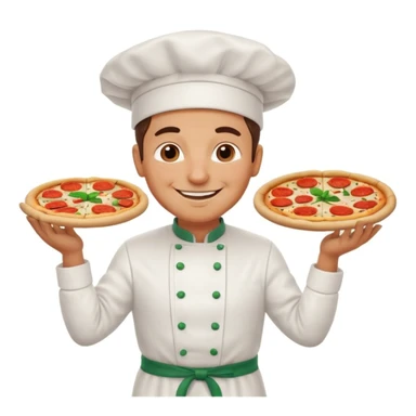 smiling Italian chef spinning pizza dough sticker