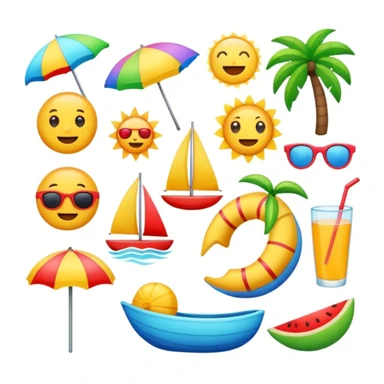 I want a summer themed emoji set sticker