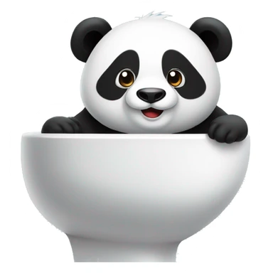 Un Panda assis sur des WC sourit, heureux  sticker