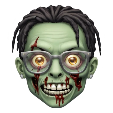 zumbi com grillz de diamante no dente, com nudread preto e óculos quadrado sticker