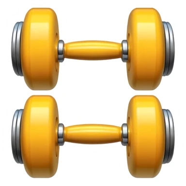 “3D glossy emoji of a dumbbell, bright colors, shiny plastic texture, soft reflections, cute rounded style, high detail, fitness icon, clean white background.” sticker