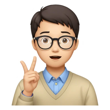 asian "Face with glasses, nerdy, surprised sticker