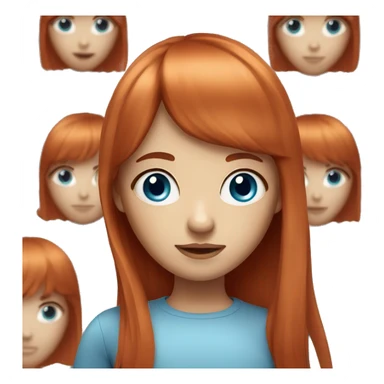 Straight long red hair girl with bangs blue eyes sticker