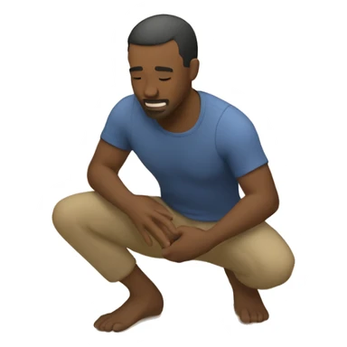 man kneeling in sand with hands on the ground sticker