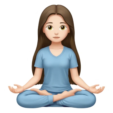 pretty white brunette teen long hair with hazel eyes meditating sticker