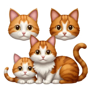 3 small cats different colours including brown tabby and white, patchy calico, and ginger and white sticker