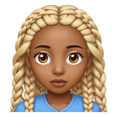 Une fille noir pas pas trop foncé avec de longue tresse fine blonde et châtains et des yeux vairons avec une assez grosse bouche  sticker