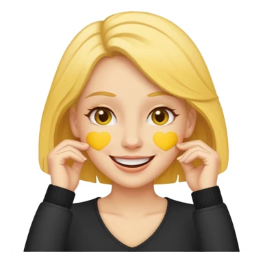 yellow face tucking her hairs behind her ear in flattery cuz a guy said she’s cute sticker