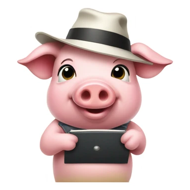 Pig dressed as a news reporter  sticker