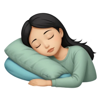 Black haired, tan-skinned Asian girl sleeping alone  sticker