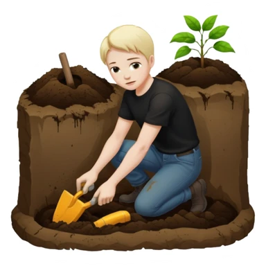 A person digging a grave sticker