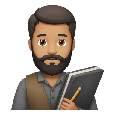 Bearded man with charcoal + sketchbook sticker