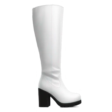 white knee high chunky heel boots sticker