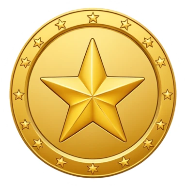 Gold star coin emoji in a circle sticker