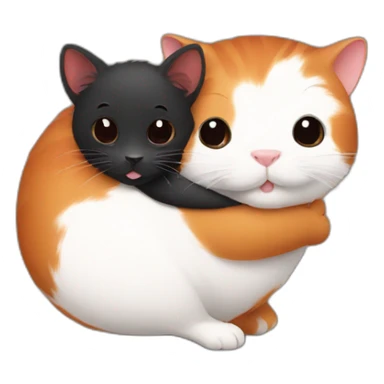 red cat hugs black guinea pig sticker