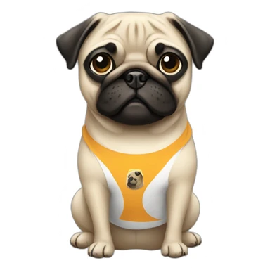 pug wearing a t-shirt sticker