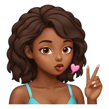 Black girl with edges blowing a kiss sticker