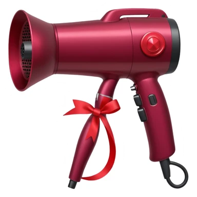 burgundy blow dryer with a ribbon sticker