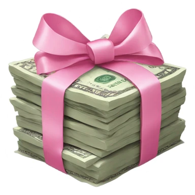 money stack wrapped with pink bow sticker