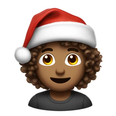 curly brown hair medium weight white skin he has santa hat and he celebrate chirstmas sticker