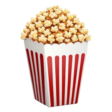 minimalist sweet popcorn emoji style, red and white popcorn box, caramel popcorn sticker