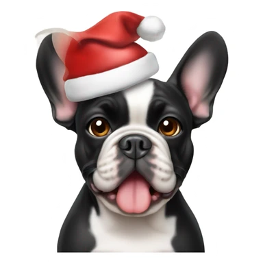 Black and tan French bulldog with Santa hat sticker