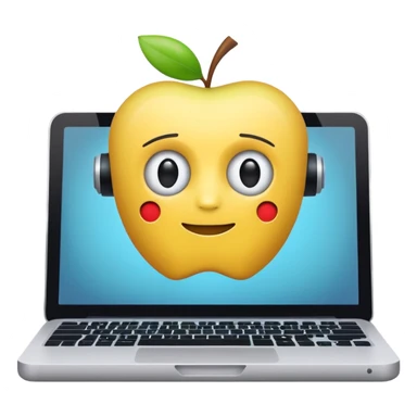 chatbot or computer with text lines, apple emoji style sticker