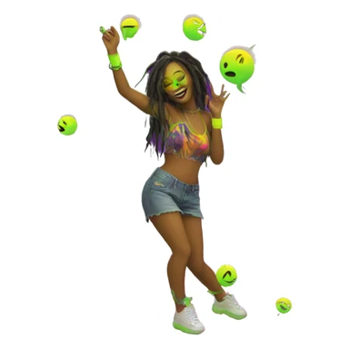 420 Rave party dancing neon smoking sticker